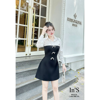 Váy cổ sơmi phối đen trắng size: sml-xl 540k