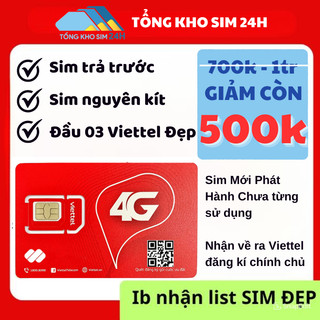 Sim viettel số đẹp trả trước tứ quý giữa, tam hoa, cặp gánh