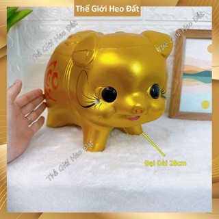 Heo đất tiết kiệm đẹp màu vàng không kim tuyến, ống con lợn size nhỏ, vừa, to lớn