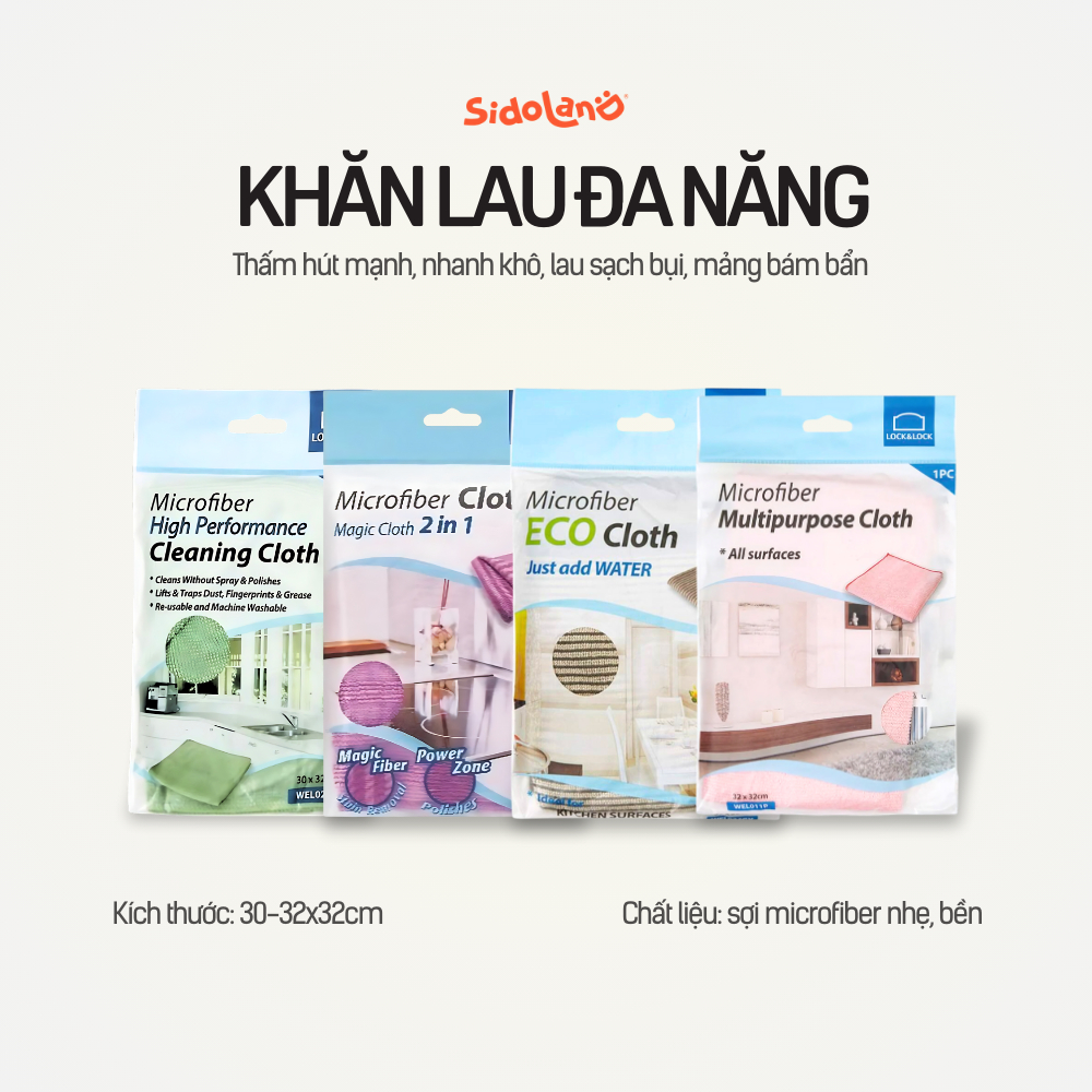 Khăn lau chùi đa năng Welcron Lock&Lock WEL024GY, WEL027G