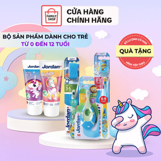 Bộ 2 bàn chải đánh răng em bé cao cấp jordan step 1, step 2, step 3.