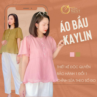 Áo bầu xinh mặc mùa hè chất liệu tơ cao cấp bigsize hàng thiết kế chính hãng Glam Nest AS033