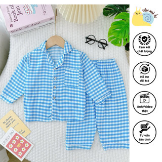 Bộ lanh pyjama dài tay cho bé chất lanh hai da thoáng mát thấm hút mồ hôi mềm mịn