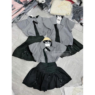 Set áo sơ mi kèm cà vạt Cv mango đính nơ