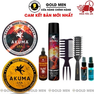Sáp vuốt tóc akuma infinity clay và akuma royal pomade, gôm xịt tóc akuma, xịt phồng tóc akuma