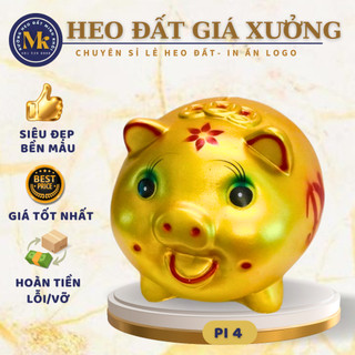 Heo đất tiết kiệm heo cười dáng tròn truyền thống heo pi số 4 Heo đất Minh Khôi