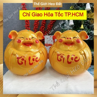 Ống heo lợn đất tiết kiệm tại lộc size to lớn màu vàng ánh kim cao 22cm MSOngDia