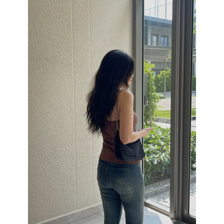 <Calar Top> Áo cổ yếm cột dây thun gân RUCHAN