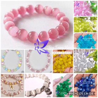 1 viên đá mắt mèo cỡ 8mm, 10mm làm vòng tay, vòng cổ, nguyên liệu trang sức cực đẹp