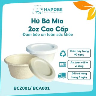 100 hũ bã mía 2oz kèm nắp bã mía (2 màu)