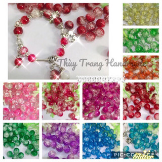 Set 5 Hạt thuỷ tinh bọt tuyết 8mm, 10mm làm vòng tay, đồ trang sức handmade, trang trí thủ công