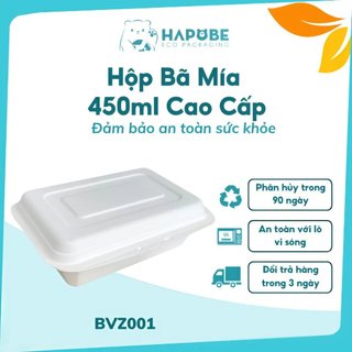 10 hộp bã mía nắp liền 450ml BVZ001