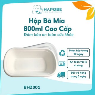 Combo 50 hộp bã mía 800ml có nắp đựng đồ ăn BHZ001 BNZ004