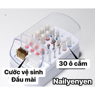 Hộp đựng đầu mài có chổi vệ sinh đầu mài