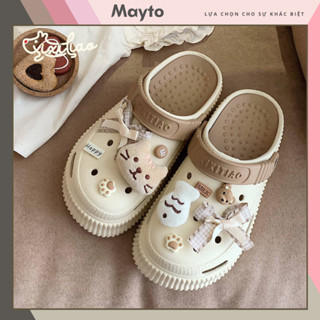 Dép sục nữ Mayto đế cao 5.5cm XIXITIAO kèm charm cá mèo bông có quai hậu dễ thương Hàn Quốc CS-91