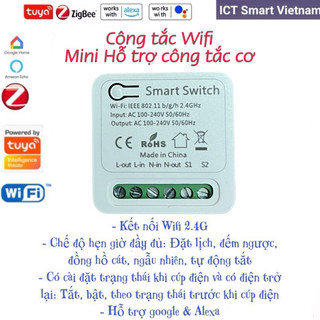 Công Tắc WiFi Thông Minh 10A Mini Tuya Điều Khiển Điều Khiển Bằng Giọng Nói Google & Alexa