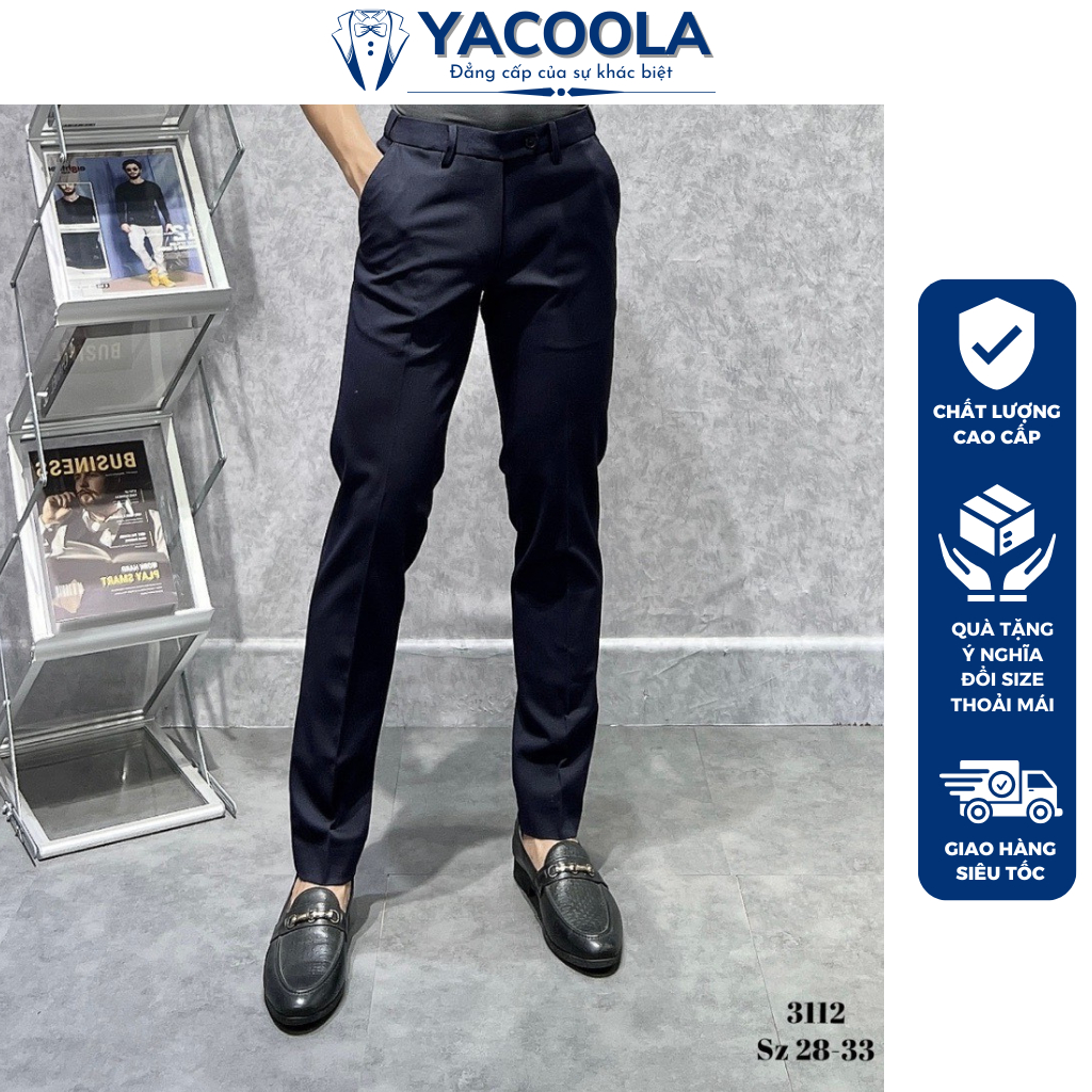 Quần âu nam hàn quốc cao cấp ống đứng phom dáng slim fit dày dặn trẻ trung Yacoola YH4-3112 Quần tây