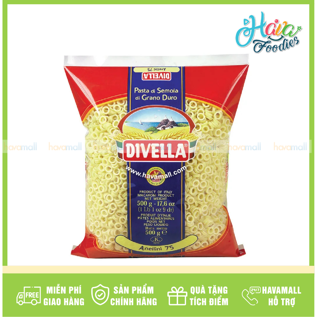 Nui Divella Hình Nhẫn Số 75 – Anellini Pasta