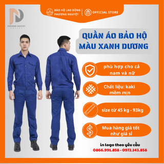 BỘ QUẦN ÁO BẢO HỘ LAO ĐỘNG MÀU XANH DƯƠNG BÍCH VẢI BỀN ĐẸP GIÁ RẺ DÀNH CHO CÔNG NHÂN, KỸ SƯ, THỢ CÁC NGÀNH NGHỀ