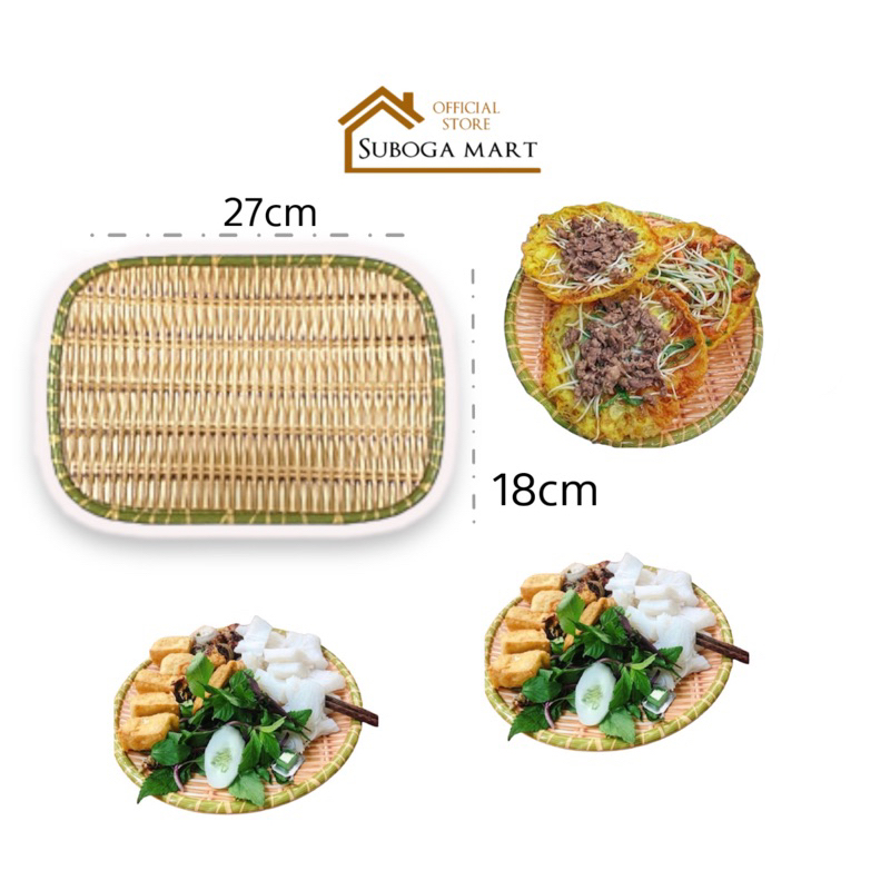 [HÀNG LOẠI 1]ĐĨA PHÍP NHỰA GIẢ MÂY TRE ĐAN HÌNH CHỮ NHẬT,MẸT TRE CAO CẤP ĐỦ SIZE