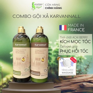Cặp dầu gội xả KARVANNALL Organic chống rụng, kích thích mọc tóc, sạch gàu 500ML chính hãng