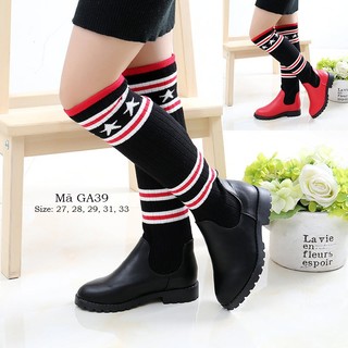 Giày bốt cổ len sành điệu cho bé gái - Bốt đùi cổ cao phong cách Hàn Quốc trẻ em học sinh 3 - 12 tuổi GA39
