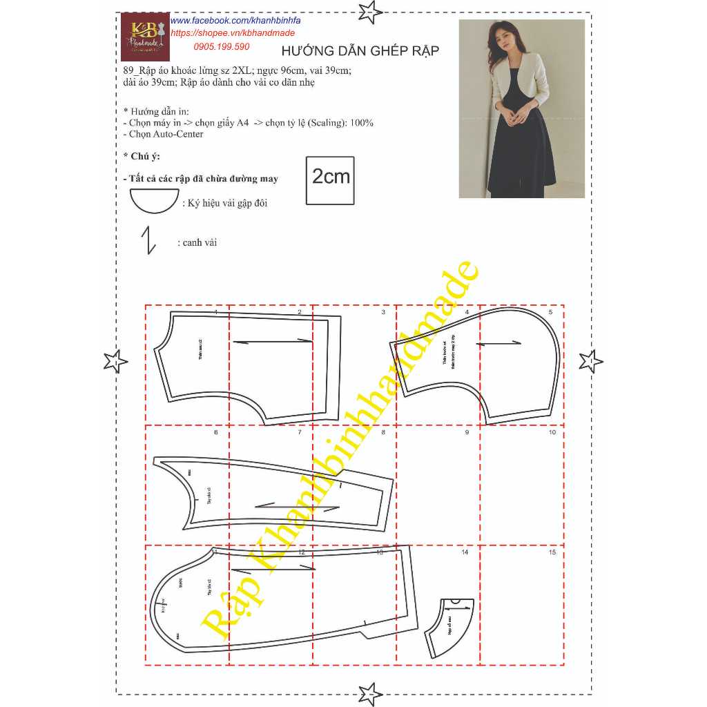 Rập giấy A0 mã 89 - Rập áo khoác lửng (Không phải quần áo)