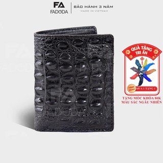 Ví da cá sấu thật Fadoda màu đen làm từ da đuôi cá sấu dạng đứng sang trọng cho phái mạnh- FCW01D
