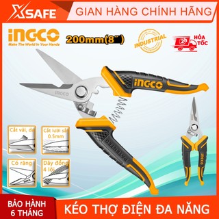  Kéo thợ điện INGCO HES0188 chất liệu thép không gỉ lưỡi kéo sắc bén có rãnh cắt tước dây điện 