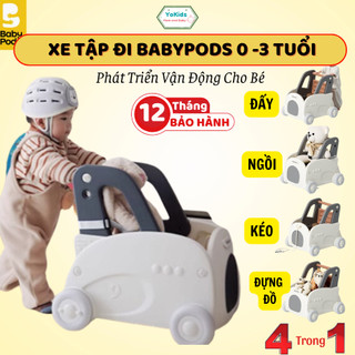 Xe đẩy tập đi BABYPODS cho bé có giỏ chứa đồ thông minh, xe đẩy tập đi cho bé đa năng