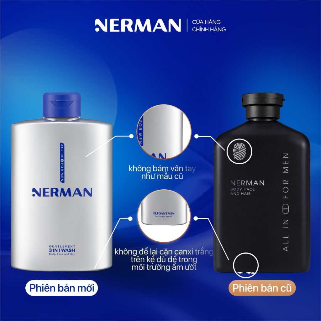 Combo Badboy Nerman - Sữa tắm gội cho nam 350ml & Gel vệ sinh 60S Fresh 100ml & Xịt khử mùi toàn thân Good Day 100ml