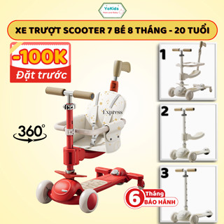 Xe Chòi Chân 7in1 Có Đệm Ghế Ngồi Cho Bé, Xe Trượt Scooter Có Thể Gấp Gọn Mang Đi Tiện Lợi, Chất Liệu Nhựa PP Cao Cấp