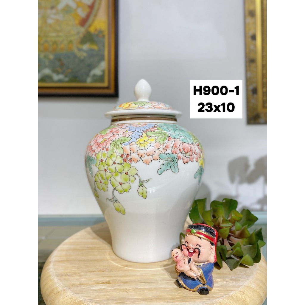 Bình gốm Bát Tràng vẽ tay thủ công hoa tiết HOA DÂY 4 MÙA GM08