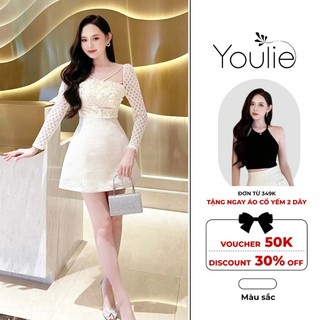 Áo kiểu nữ tay dài cổ vuông kết hợp chân váy công sở sang trọng Youlie