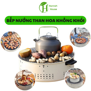  Bếp nướng than hoa tròn không khói lò nướng thịt khoai sưởi ấm chất liệu thép chịu nhiệt an toàn 
