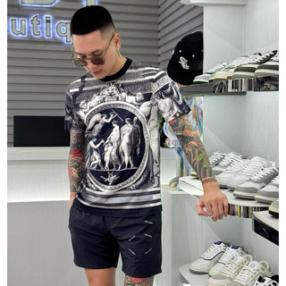 Áo phông cộc tay hoạ tiết in ba d phối màu co giãn trẻ trung thời trang phong cách BTSHOP