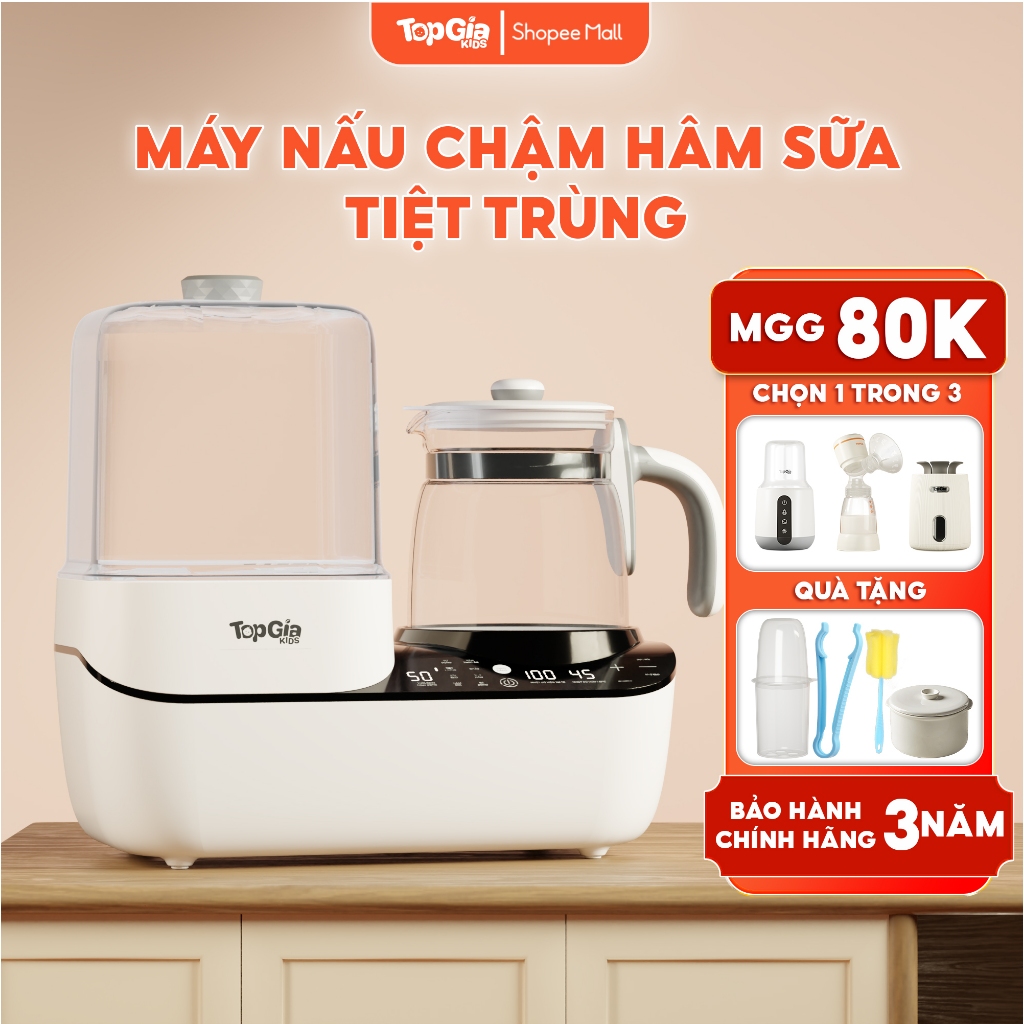 Máy Hâm Sữa Tiệt Trùng Hơi Nước Và Nấu Cháo Chậm Đa Năng M1 - 03 Topgiakids Bảo Hành Chính Hãng 3 Năm
