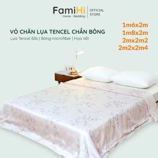 Vỏ chăn tencel chần bông 2m2x2m4 2mx2m2 1m8x2m 1m6x2m lồng được ruột FamiHi cao cấp, mền lụa mềm mát, kháng khuẩn.