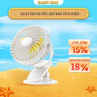 Quạt Kẹp Xe Đẩy S9 Cho Bé Quạt Tích Điện Mini Tùy Chỉnh Độ Xoay 720° Hiện Đại 3 Chế Độ Gió Kèm Dây Sạc An Toàn Cho Bé