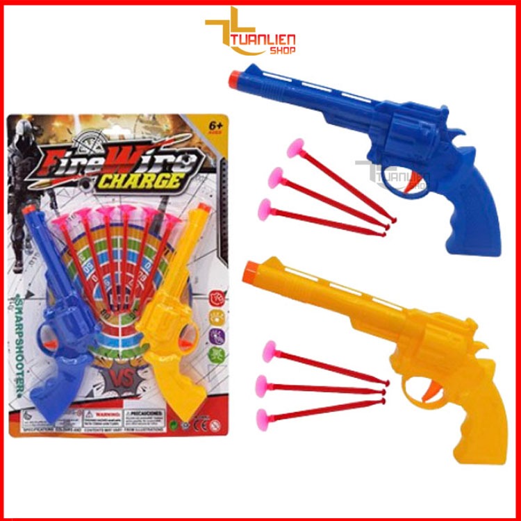 Bộ 2 Cây Súng Đồ Chơi Kèm 6 Mũi Tên Dính Tường, Đồ Chơi Súng Nhựa Bắn Mũi Tên Hít Tường Tuổi Thơ