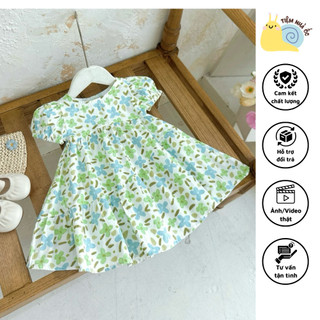 Váy hoa tùng lượn chất thô cotton mềm mịn, thoáng mát