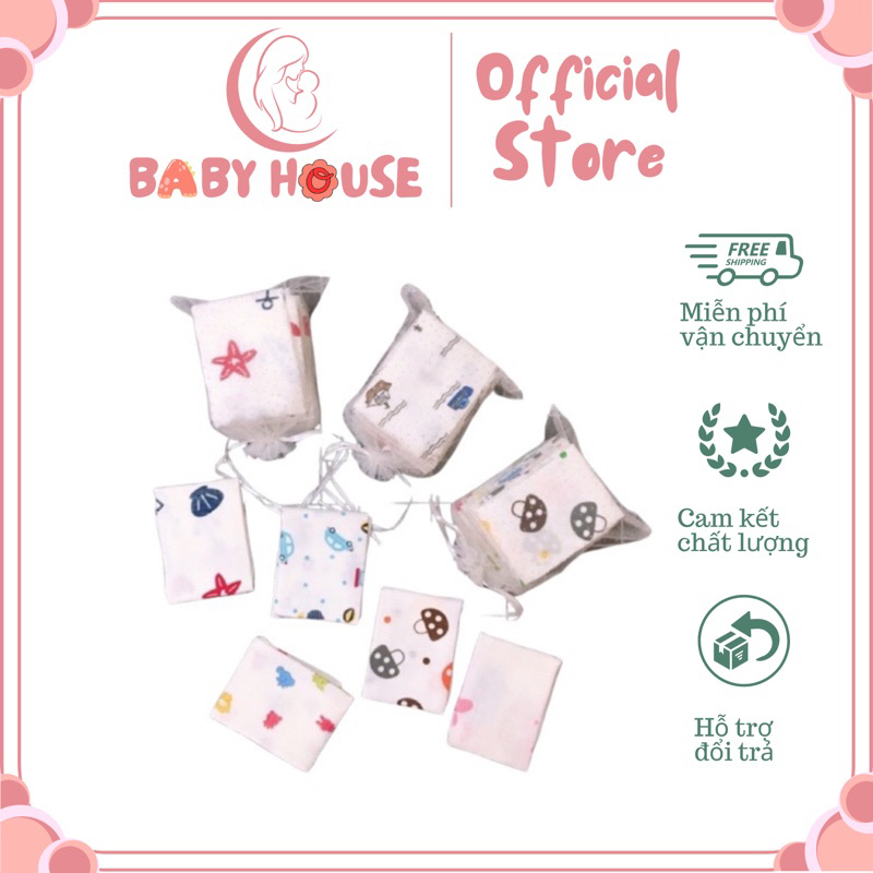 Túi 10 chiếc khăn sữa sợi tre( túi lưới)