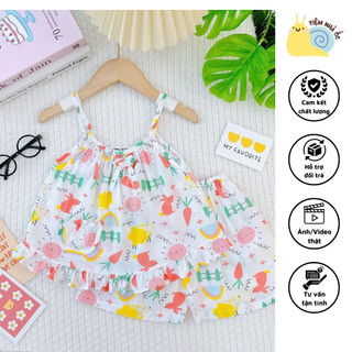 Bộ tole hai dây xinh iu cho các bé gái chất lanh hai da mềm mịn, thoáng mát