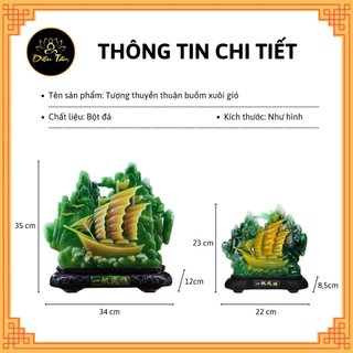 Tượng thuyền thuận buồm xuôi gió xanh tượng trang trí phong thủy Diệu Tâm