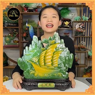 Tượng thuyền thuận buồm xuôi gió xanh tượng trang trí phong thủy Diệu Tâm