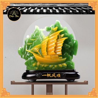 Tượng thuyền thuận buồm xuôi gió xanh tượng trang trí phong thủy Diệu Tâm