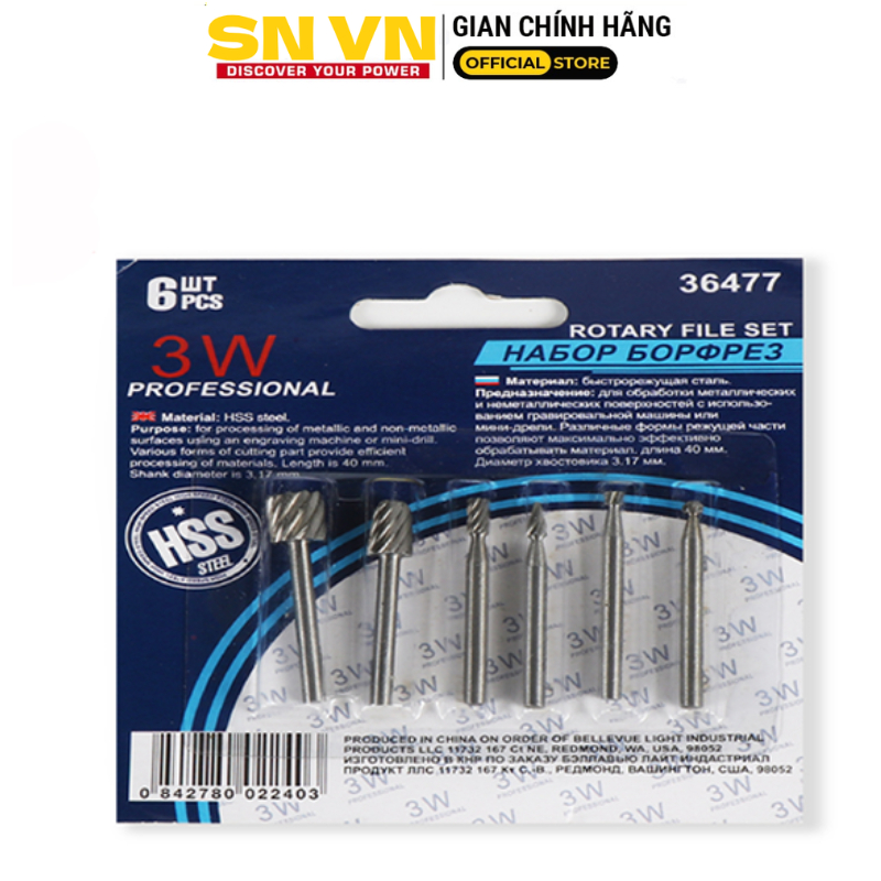 Bộ 6 mũi khắc gỗ chuyên dụng 3.17mm, đục đẽo, chạm trổ, tạo hoa văn gỗ, nhựa