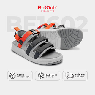 Giày Sandal 3 Quai Ngang Nam Nữ BeRich - BE1602 Xám Cam