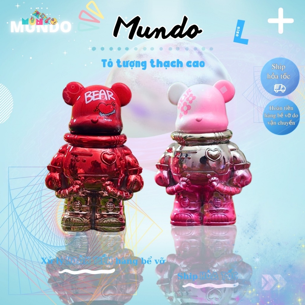 [MUNDO] Tô Tượng Thạch Cao Bearbrick Phi Hành Gia Size L 076 – Mẫu Art Toy Tô Màu DIY Decor