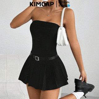 Đầm quây cúp xòe xếp ly kèm thắt lưng